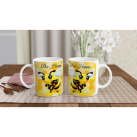 “Bee Happy” Beautiful Honey Bee White 11oz Ceramic Mug