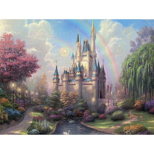 Fokenzary DIY Paint by Numbers Oil Painting Canvas for Kids or Adults Beginner with Brushes and Acrylic Paints Frameless(40x50cm castle)