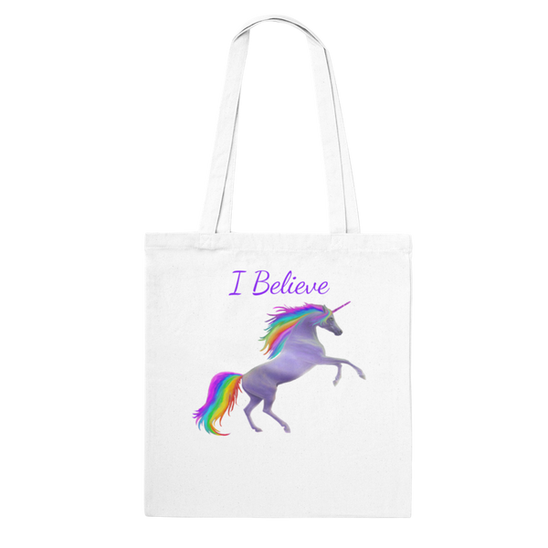 I Believe Rainbow Unicorn Tote Bag