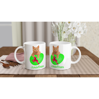 Cute Kitten on an Easter Egg Personalised Mug – Green Egg