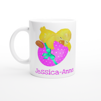 Cute Chick on an Easter Egg Personalised Mug – Pink Egg
