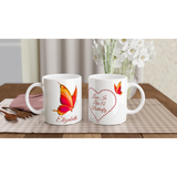 Pretty personalised Love is Like a Butterfly, double-sided design mug - Red Butterfly