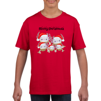 Merry Christmas Axolotls in Santa Hats Classic Kids Crewneck T-shirt