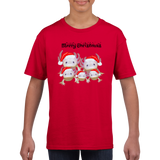 Merry Christmas Axolotls in Santa Hats Classic Kids Crewneck T-shirt