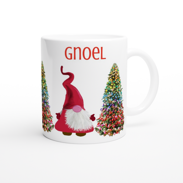 Personalised Scandi Gnome White 11oz Ceramic Gnoel Christmas Mug