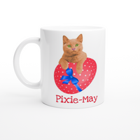 Cute Kitten on an Easter Egg Personalised Mug – Red Egg
