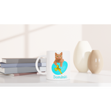 Cute Kitten on an Easter Egg Personalised Mug – Turquoise Egg