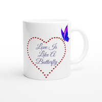Pretty personalised Love is Like a Butterfly, double-sided design mug - Purple Butterfly