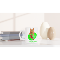 Cute Kitten on an Easter Egg Personalised Mug – Green Egg