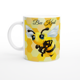 “Bee Kind” Beautiful Honey Bee White 11oz Ceramic Mug